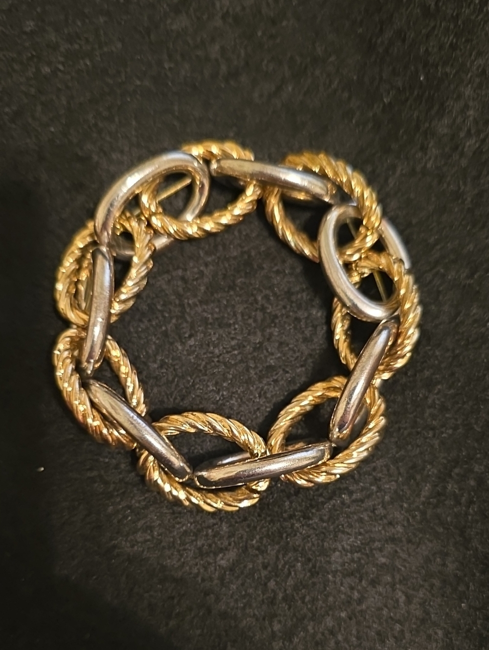 Two-Tone Gold and Silver Rope Link Bracelet - Women Jewelry